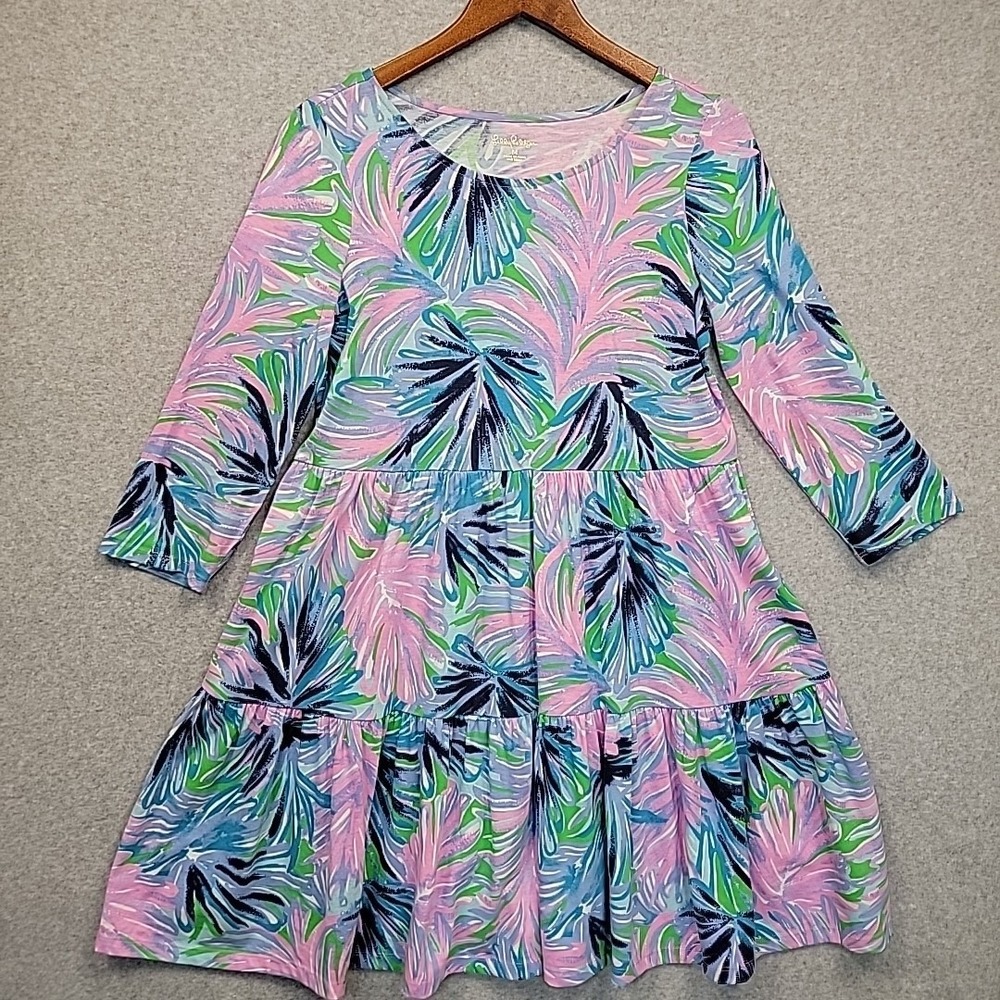 Lilly Pulitzer Geanna Swing Dress Beach Bash Gecko Green Women's Sz Medium